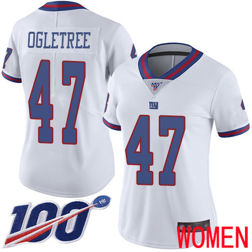 Women New York Giants #47 Alec Ogletree Limited White Rush Vapor Untouchable 100th Season Football NFL Jersey->new york giants->NFL Jersey
